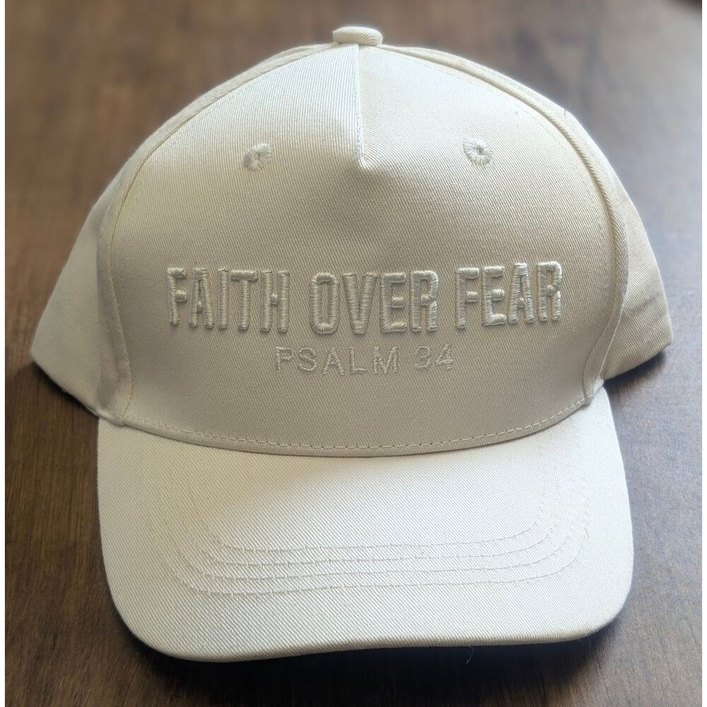 PragerU Faith Over Fear Hat Baseball Cap Cream NWOT - Picture 3 of 5